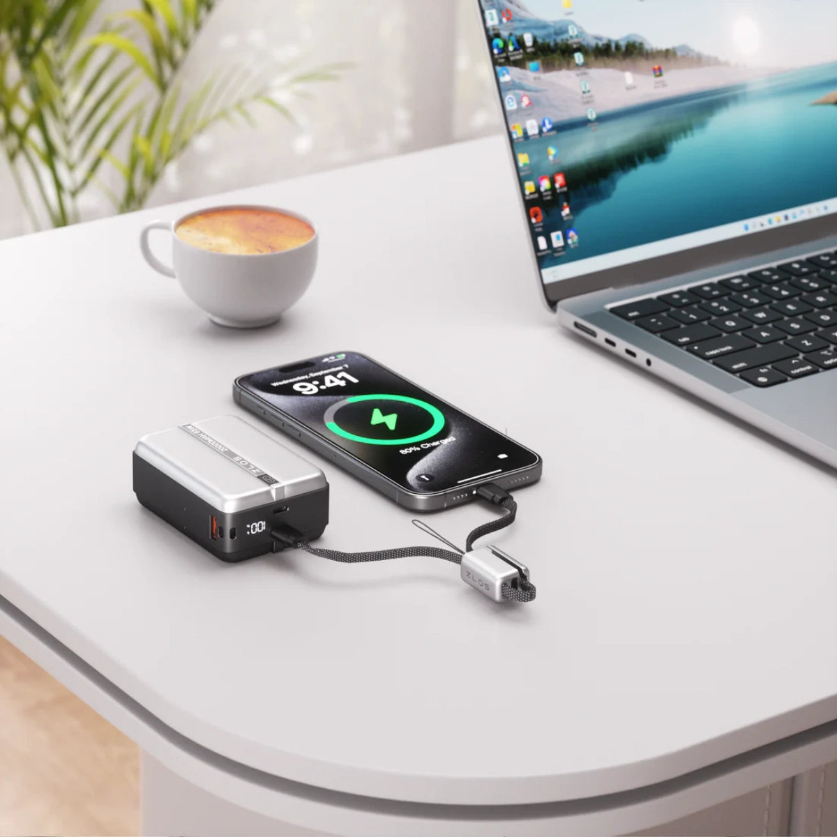 ZLOS MA20 20000mAh Power Bank 65W with Lanyard Integrated Cable