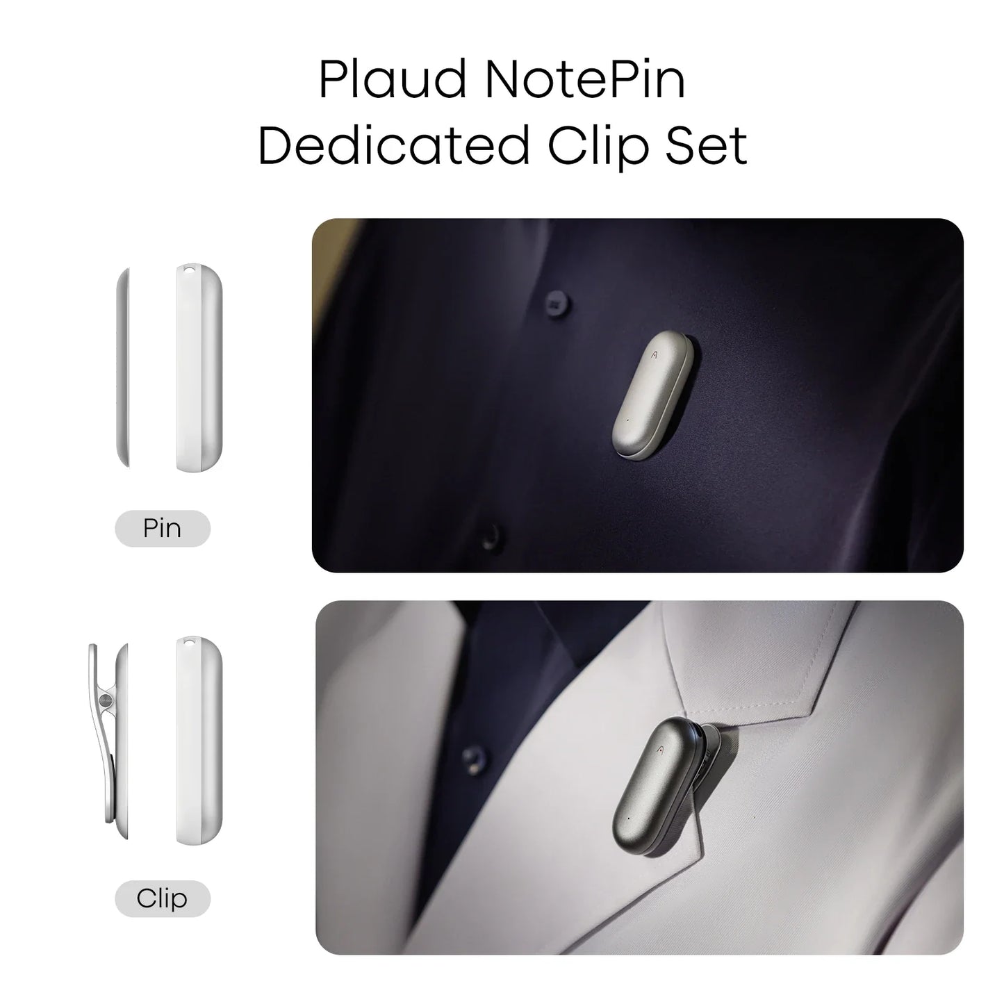 PLAUD NotePin Clip & Magnetic Pin Silver