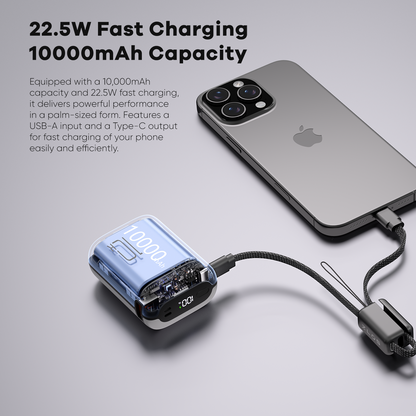 ZLOS MT10 10000mAh Mini Power Bank 22.5W with Lanyard Integrated Cable
