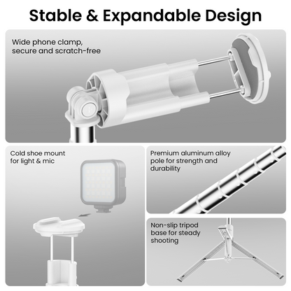 ZLOS PS13 Auto-Open 175cm Extendable Tripod Selfie Stick with Bluetooth Remote