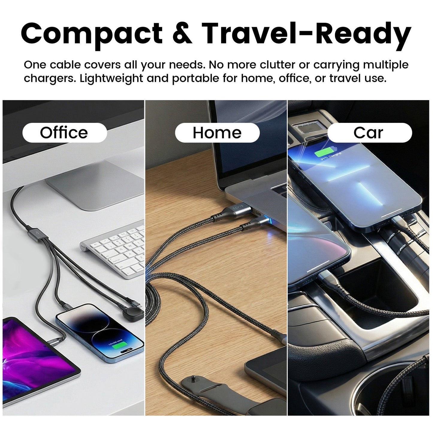 ZLOS ZC09 Two(C+A) to Four(C+L+Micro+Watch) Braided Data Charging Cable
