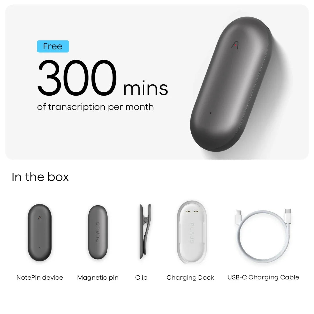 PLAUD NotePin Cosmic Gray AI Voice Recorder