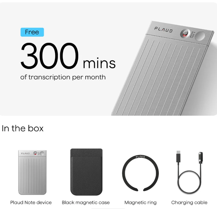 PLAUD NOTE ChatGPT Empowered AI Voice Recorder Silver