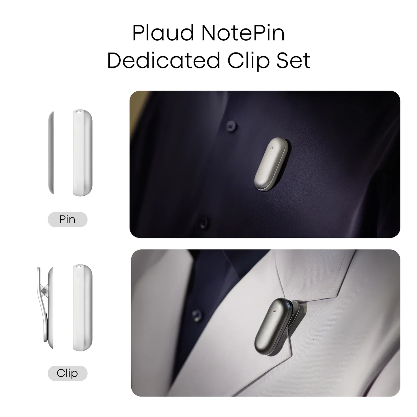 PLAUD NotePin Clip & Magnetic Pin Gray