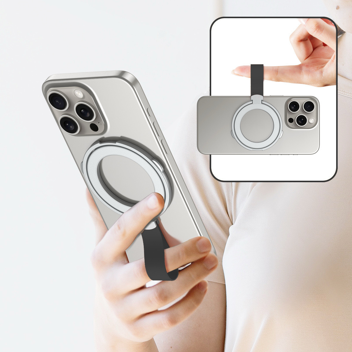 ZLOS Australia PS06 Magnetic Dual-ring Finger Holder Desk Phone Stand
